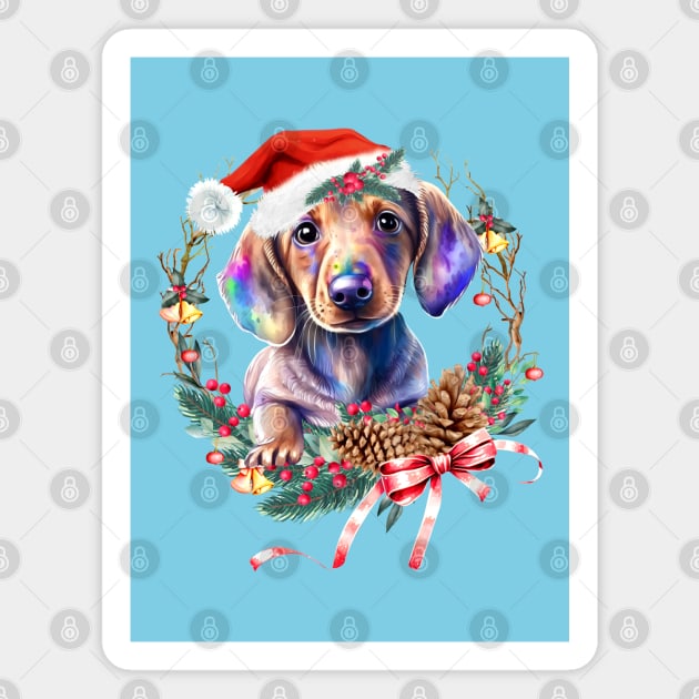 Christmas Dog Dachshund Magnet by Astramaze